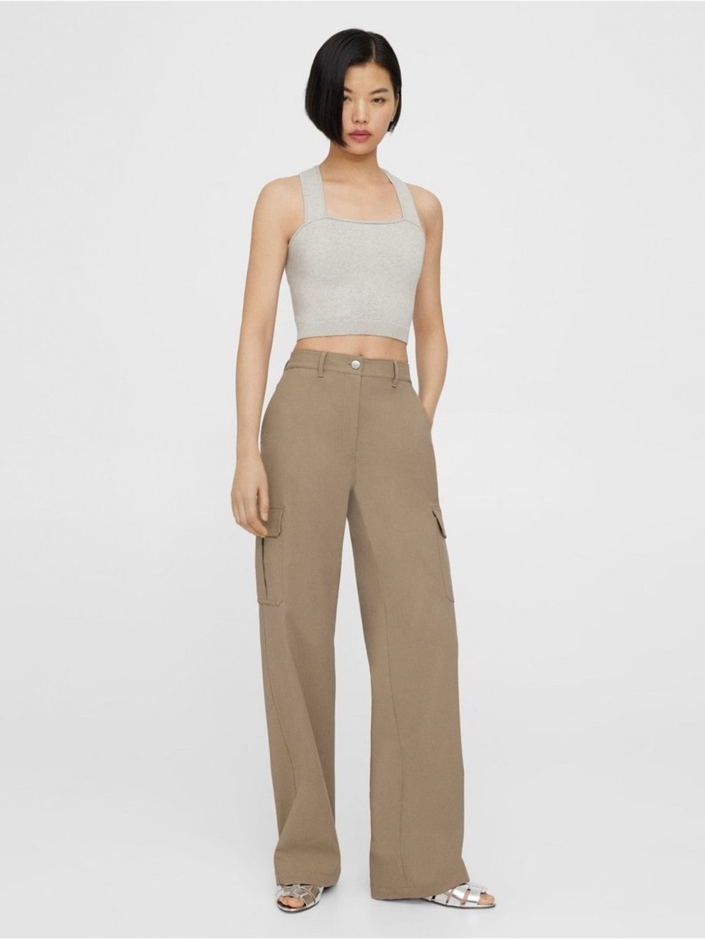 Theory Neoteric Twill Wide Leg Cargo Pants Bark Size 2 NWOT